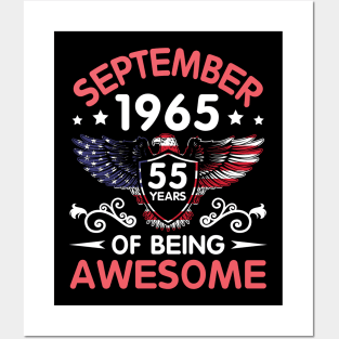 USA Eagle Was Born September 1965 Birthday 55 Years Of Being Awesome Posters and Art